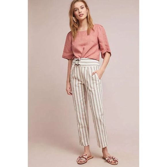 New Anthropologie Oasis Striped Pants Size 16w - Picture 1 of 8